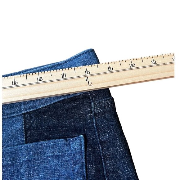 Lane Bryant Color Block Two Toned Denim Skirt w/Front Pockets & Back Slit Sz 16 - Picture 7 of 9